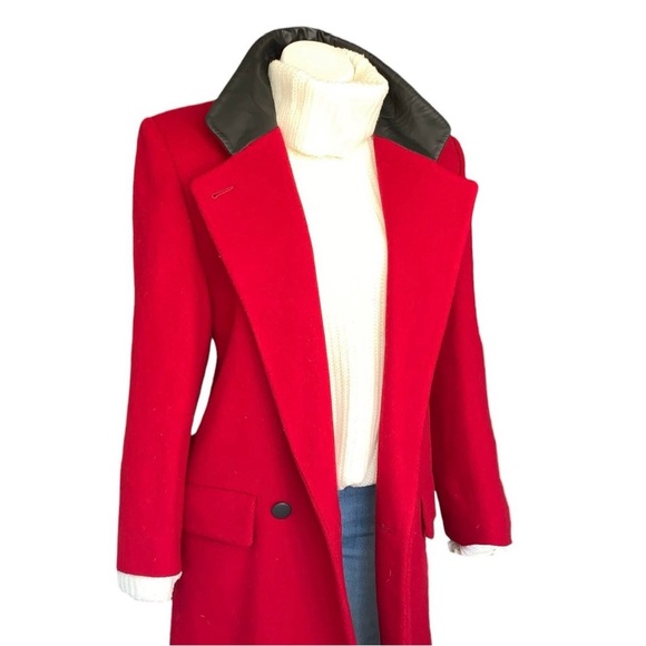 v i n t a g e :: Vibrant Double Breasted Long Wool Leather Coat - Picture 16 of 16